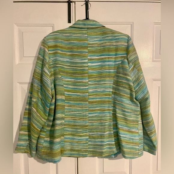 Coldwater Creek Green Multicolored Stripped Plus Size Blazer -Size 20-22 - Picture 5 of 8